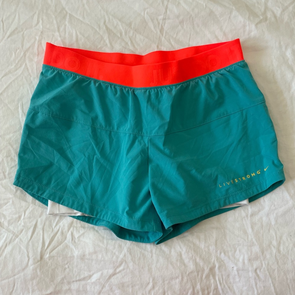 Nike Livestrong blue and orange running/athletic shorts size small